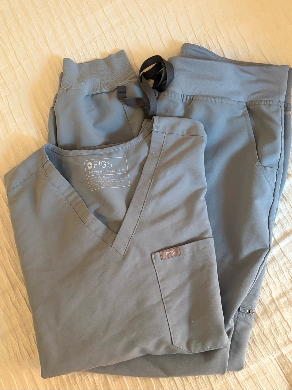Figs Dusty Blue Catarina Top and Zamora Bottoms